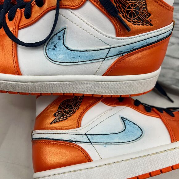 Nike Mens 10.5 Air Jordan 1 Mid SE Electro Orange White Basketball DM3531-800 - Picture 7 of 12